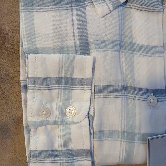 Untuckit Melini Women's Long Sleeve Blue and White Button Down Shirt SZ 14 NWT - Picture 6 of 10